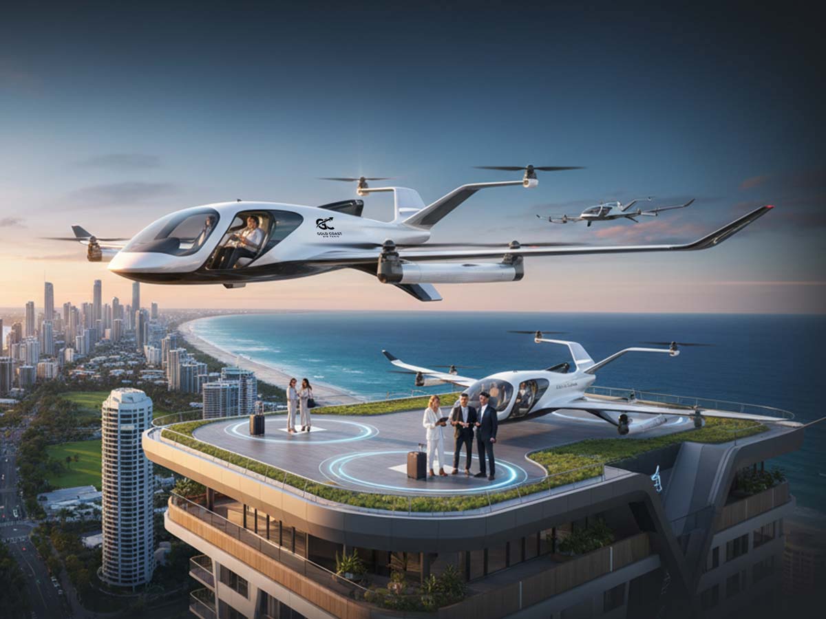 Artist impression of a future Gold Coast vertiport hub